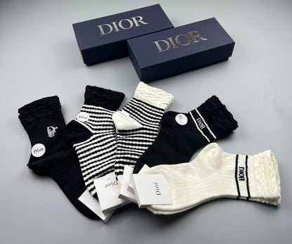 Christian Dior Mid Socks 5 Pack