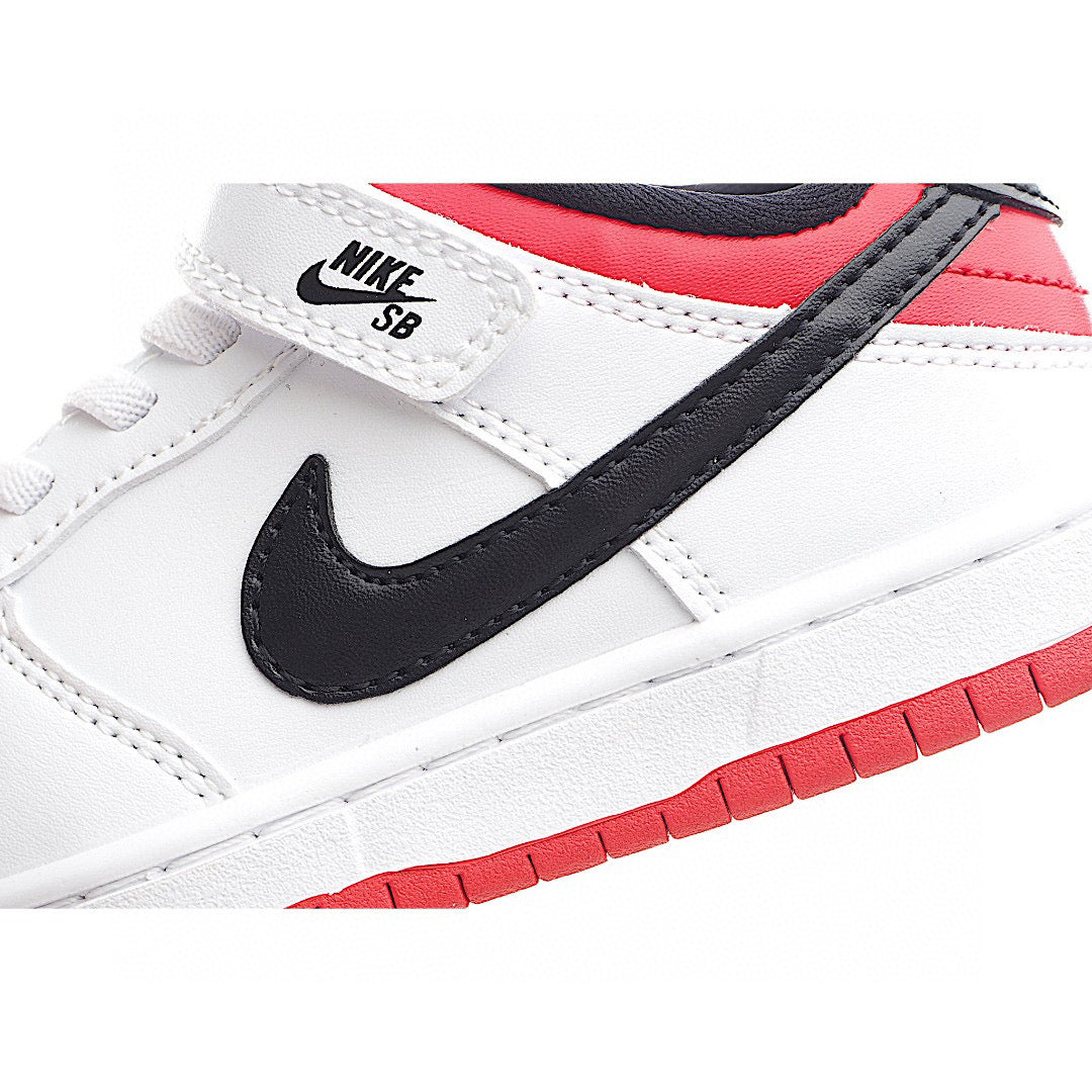 Kids Nike Dunk Low White Black-Red