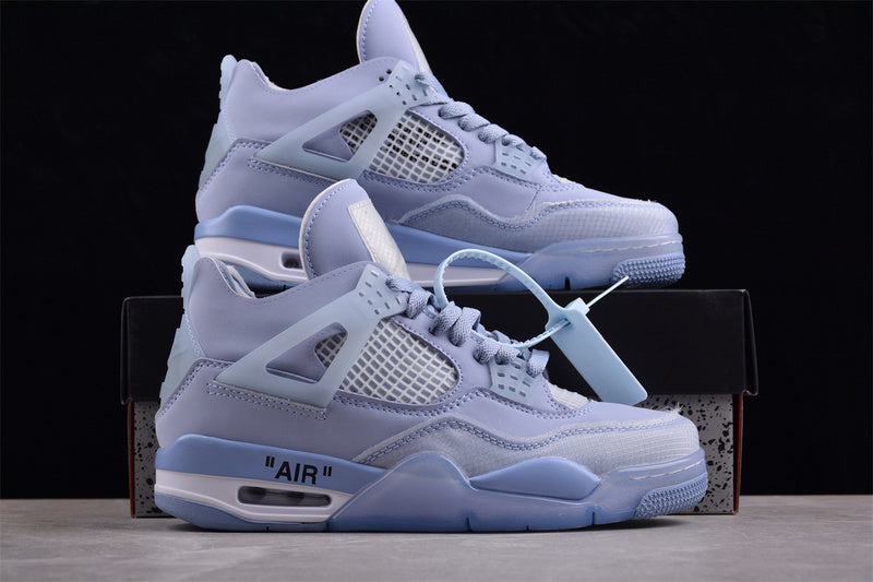 Air Jordan Retro 4 X Off White Cream Sail Ow Blue-White