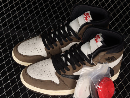 Air Jordan Retro 1 High X Travis Scott White/Brown-Black