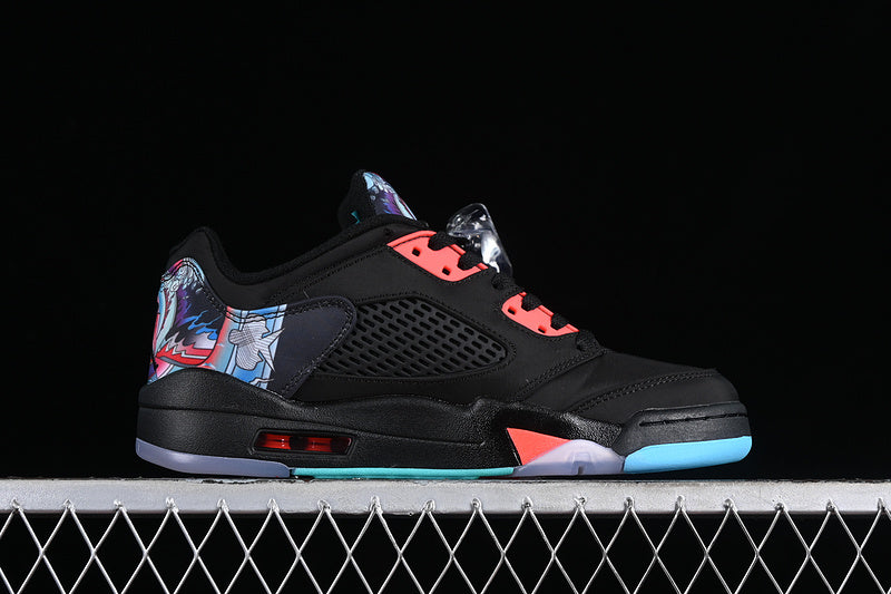 Air Jordan Retro 5 Low Black/Bright Crimson/Beta Blue