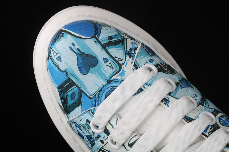 Alexander McQueen Sole White-Graffiti Blue