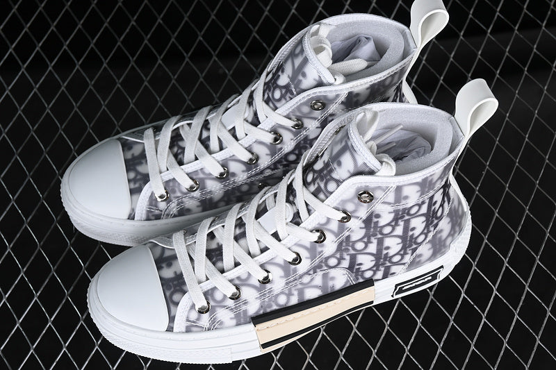 Dior Oblique Canvas B23 High-Top Sneaker  White and Black