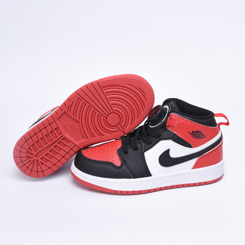 Kids Air Jordan 1 High  'Black White Fire Red'