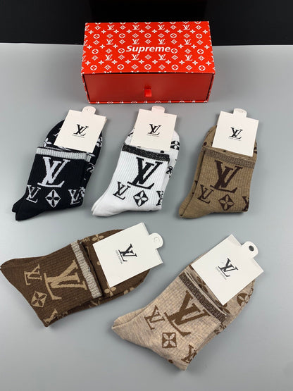 Louis Vuitton Mid Socks 5 Pack