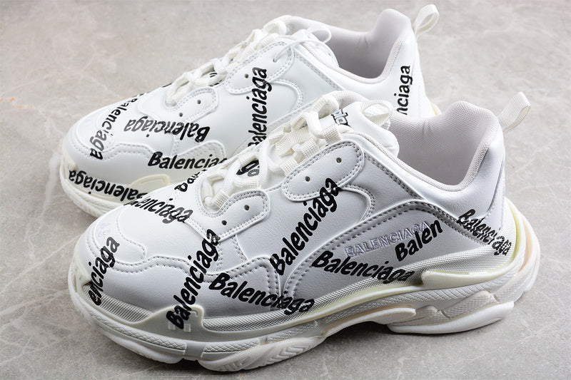 Balenciaga Triple S White 'Logotype Black'