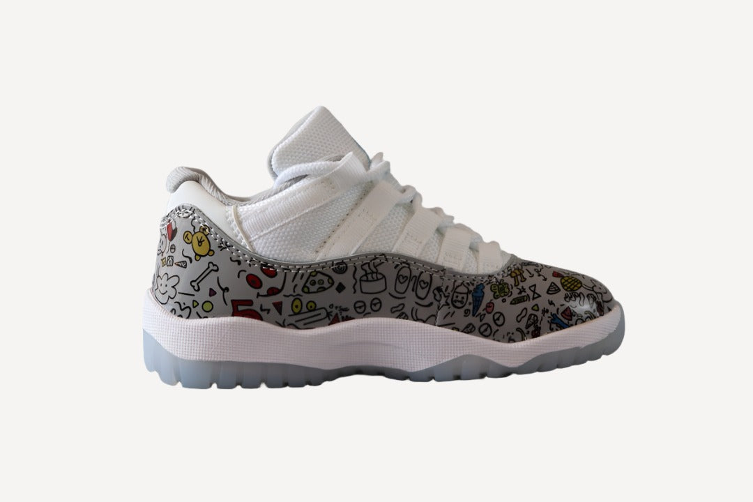 Kids Air Jordan Retro 11 Low 'White drawings'