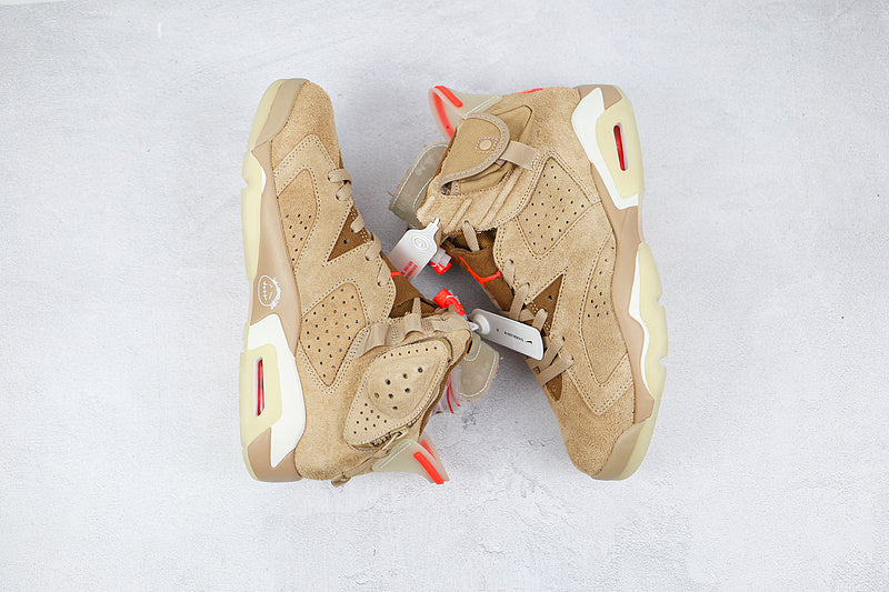 Air Jordan Retro 6 X Travis Scott British Khaki/Sail/Bright Crimson