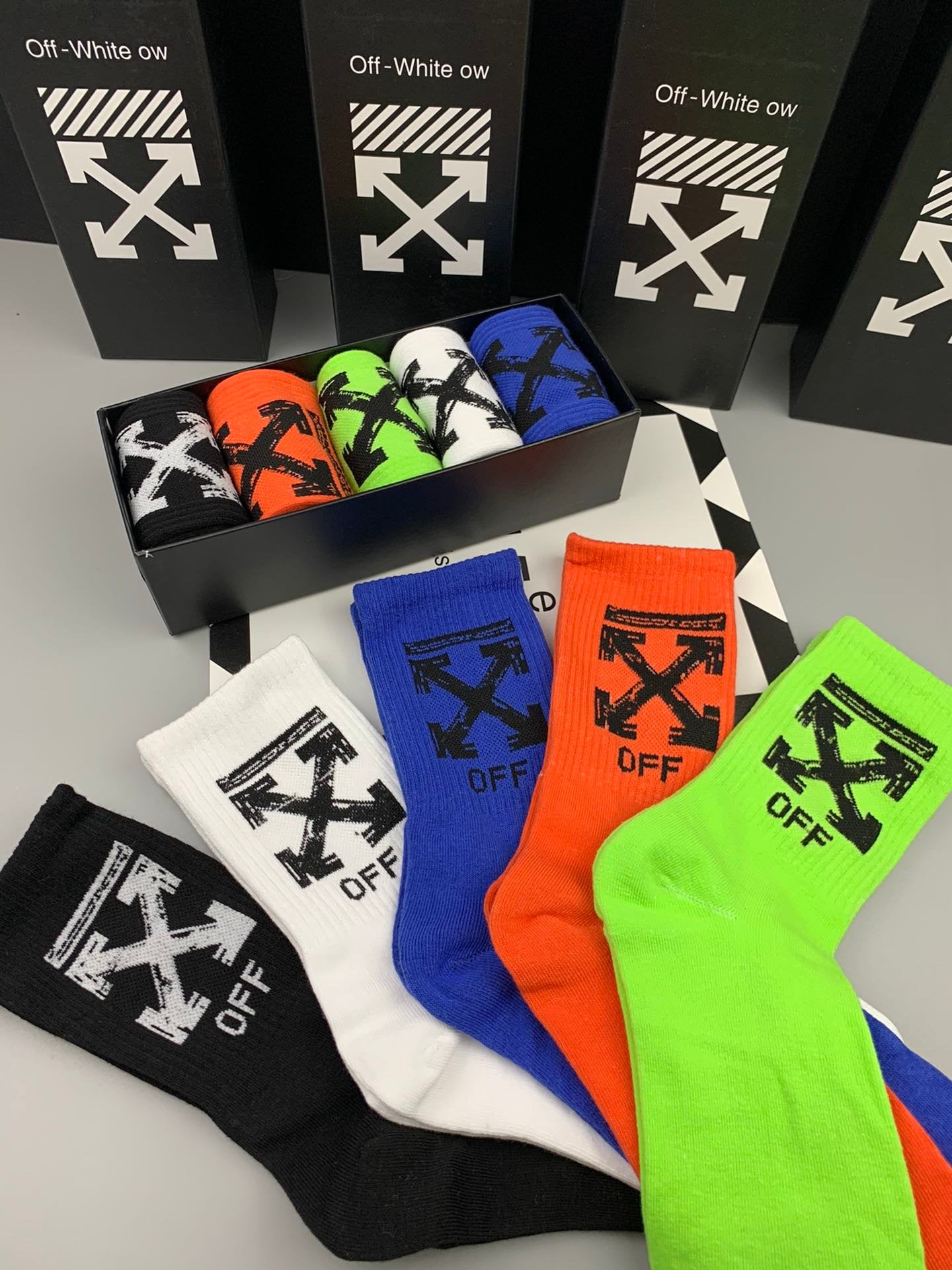 Off White High Socks 5 Pack